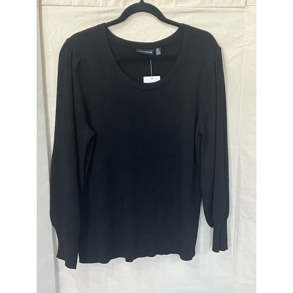 Nina Leonard Balloon Sleeve‎ Pullover Sweater Black New With Tags 1X